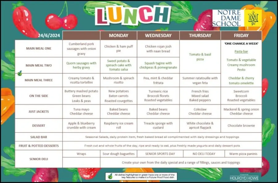 Lunch Menu June 24th