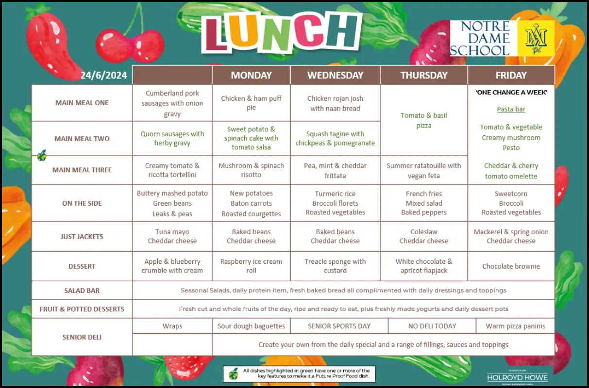 Lunch Menu June 24th
