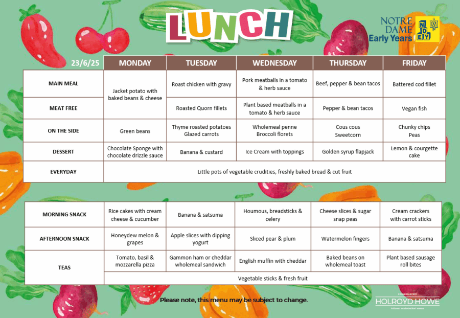 EYFS Menu June 23