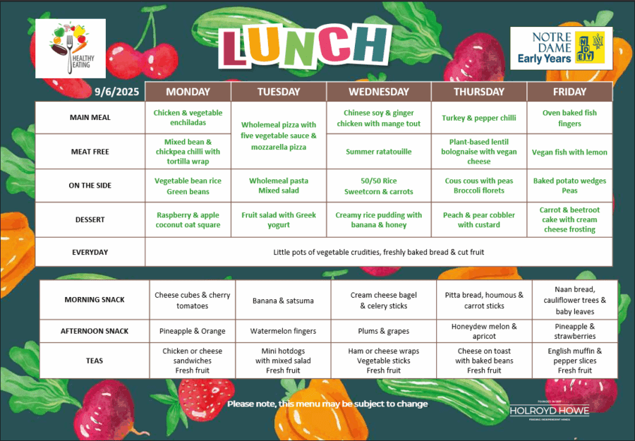 EYFS Lunch Menu June 9 v 2