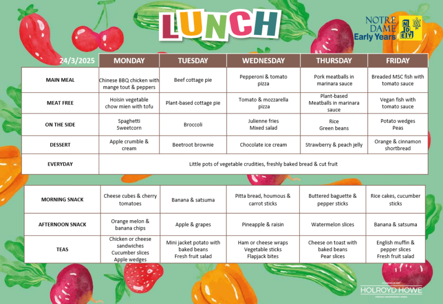 EYFS Menu March 24