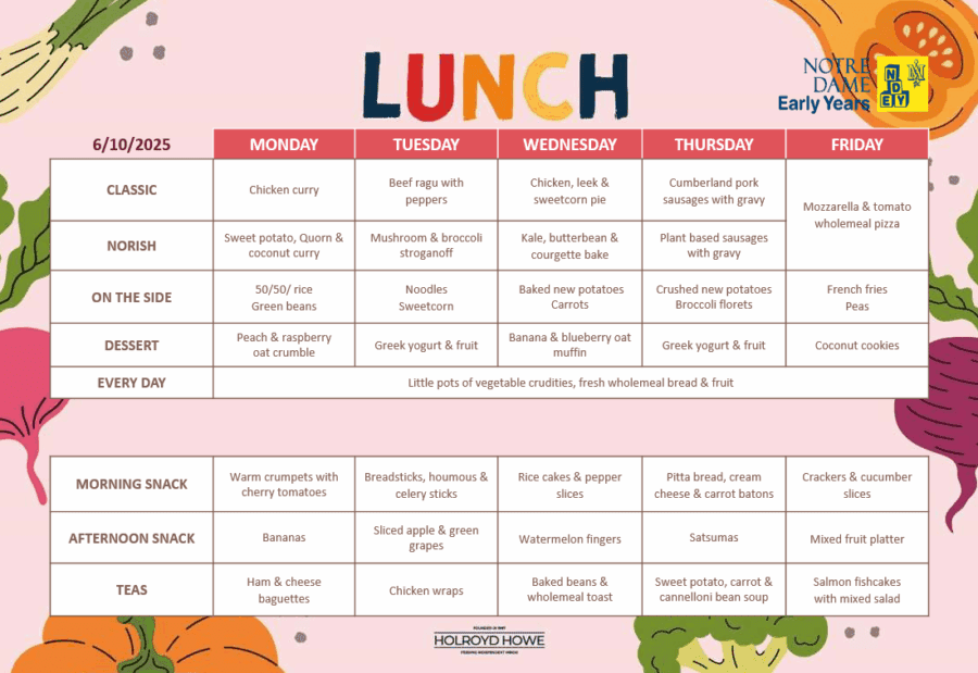 EYFS Menu Oct 6
