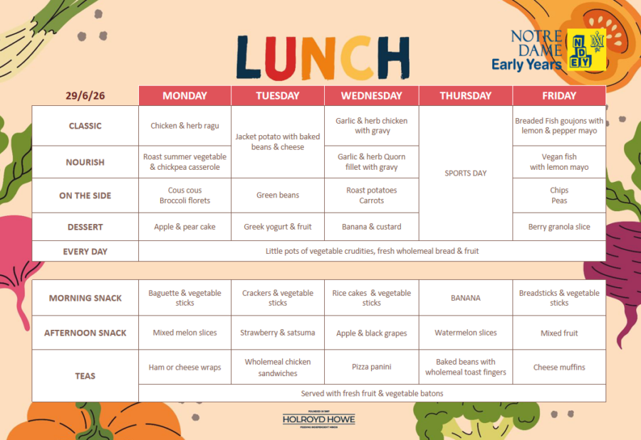 EYFS Menu June 29