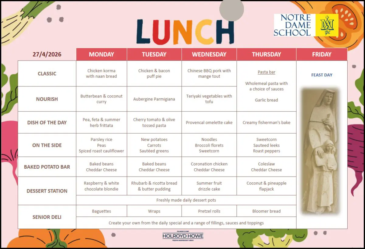 Lunch Menu April 27th