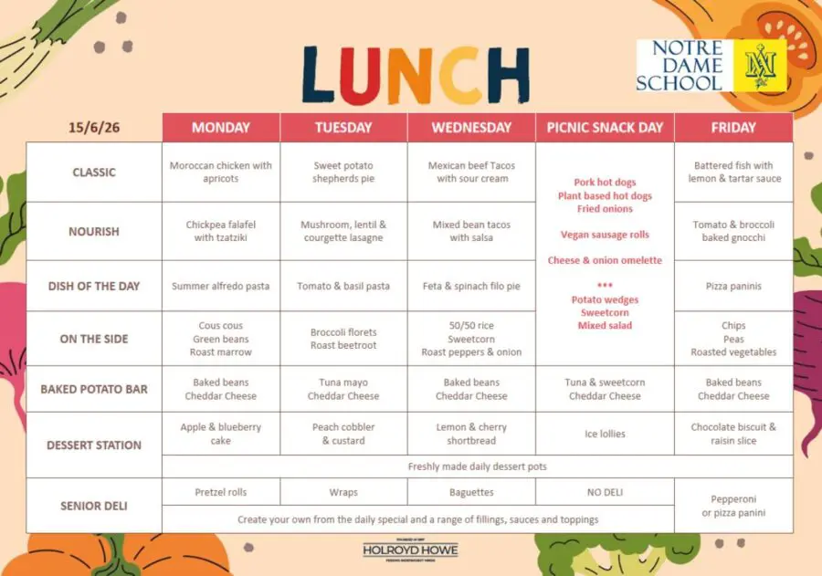 Lunch Menu June 15th