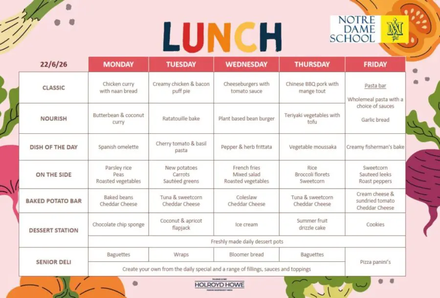 Lunch Menu June 22