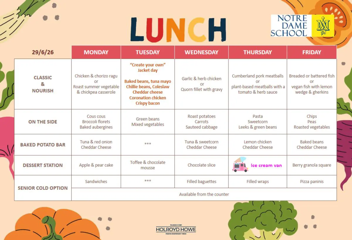 Lunch Menu June 29