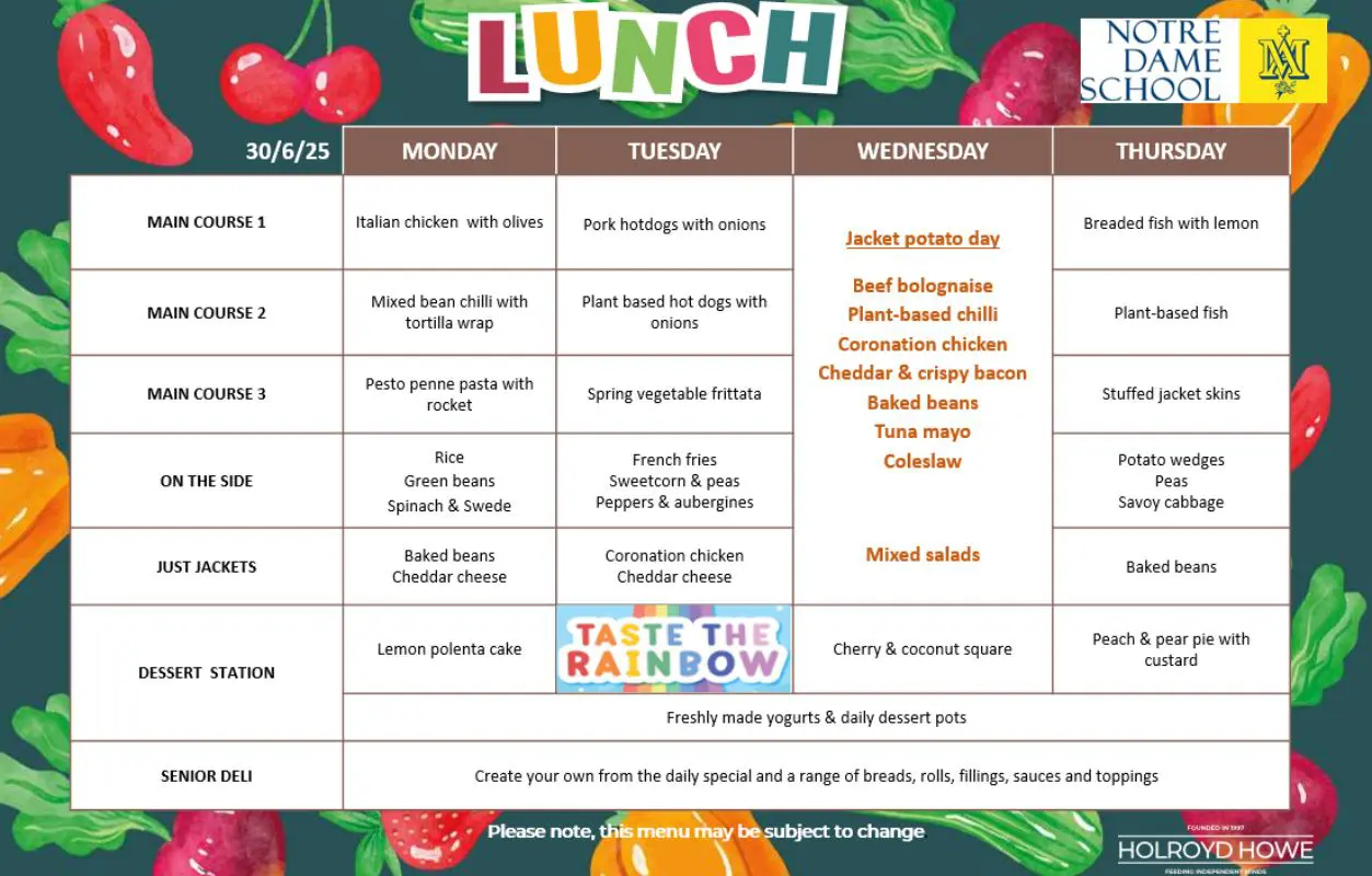 Lunch Menu June 30
