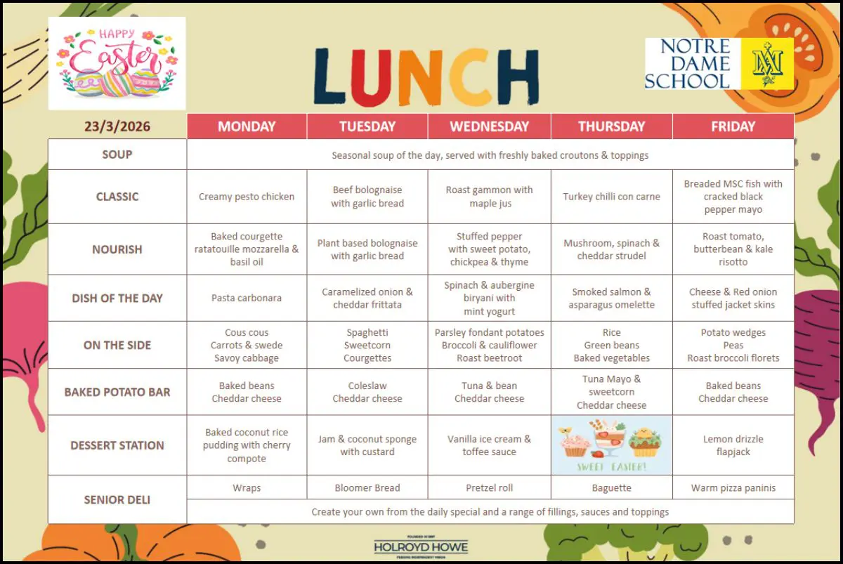 Lunch Menu March 23