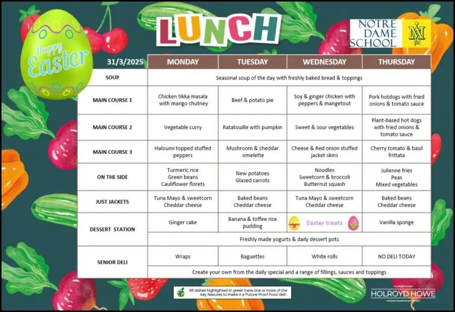 Lunch Menu March 31