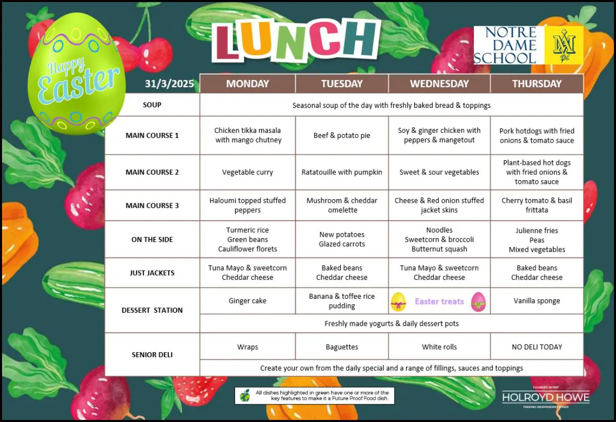 Lunch Menu March 31