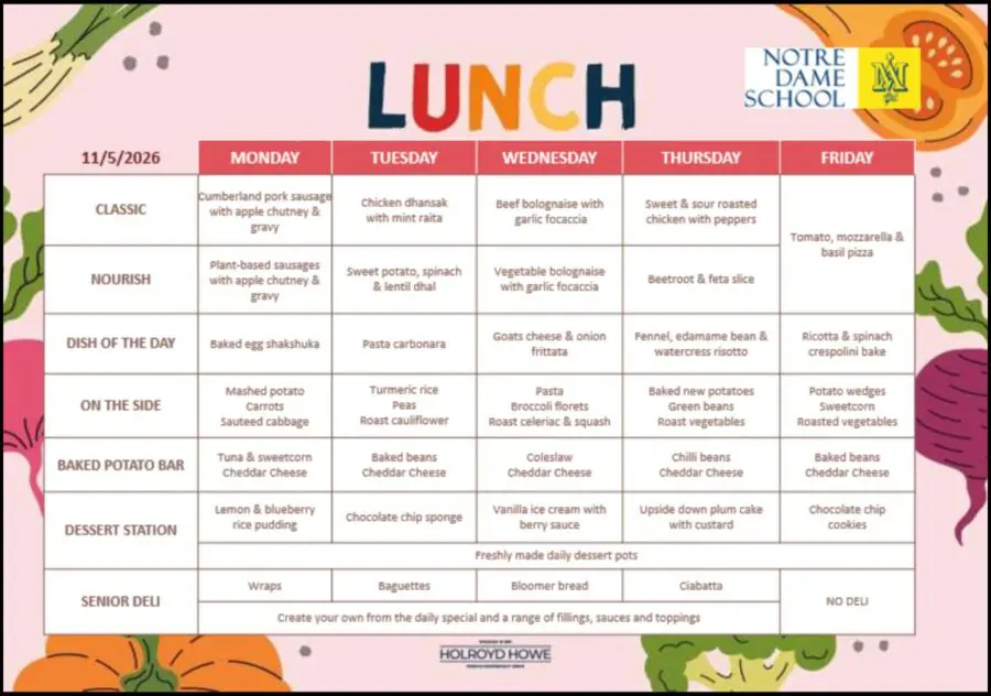 Lunch Menu May 11