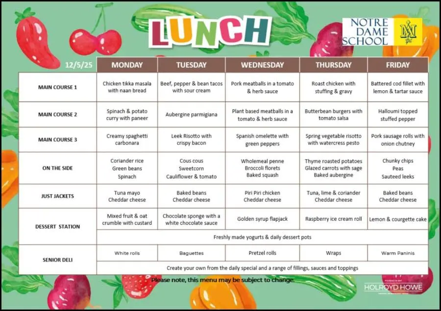 Lunch Menu May 12
