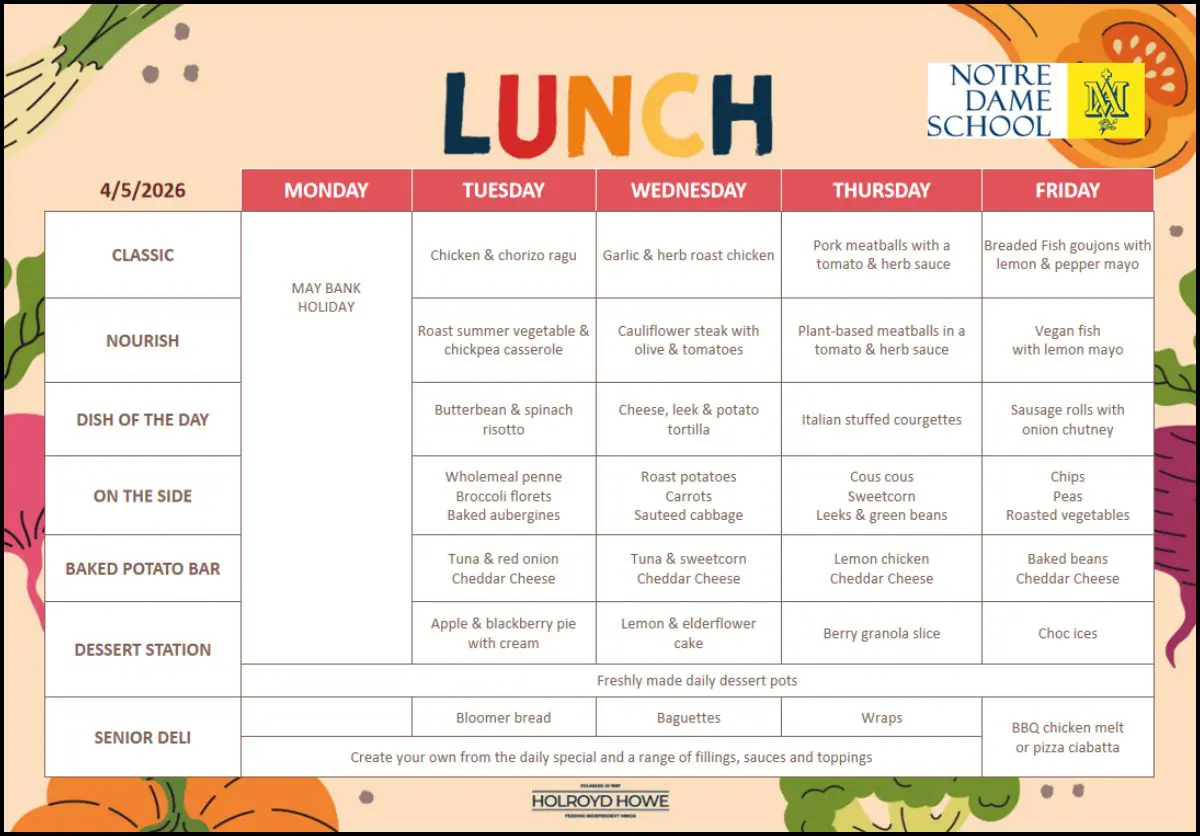 Lunch Menu May 5th