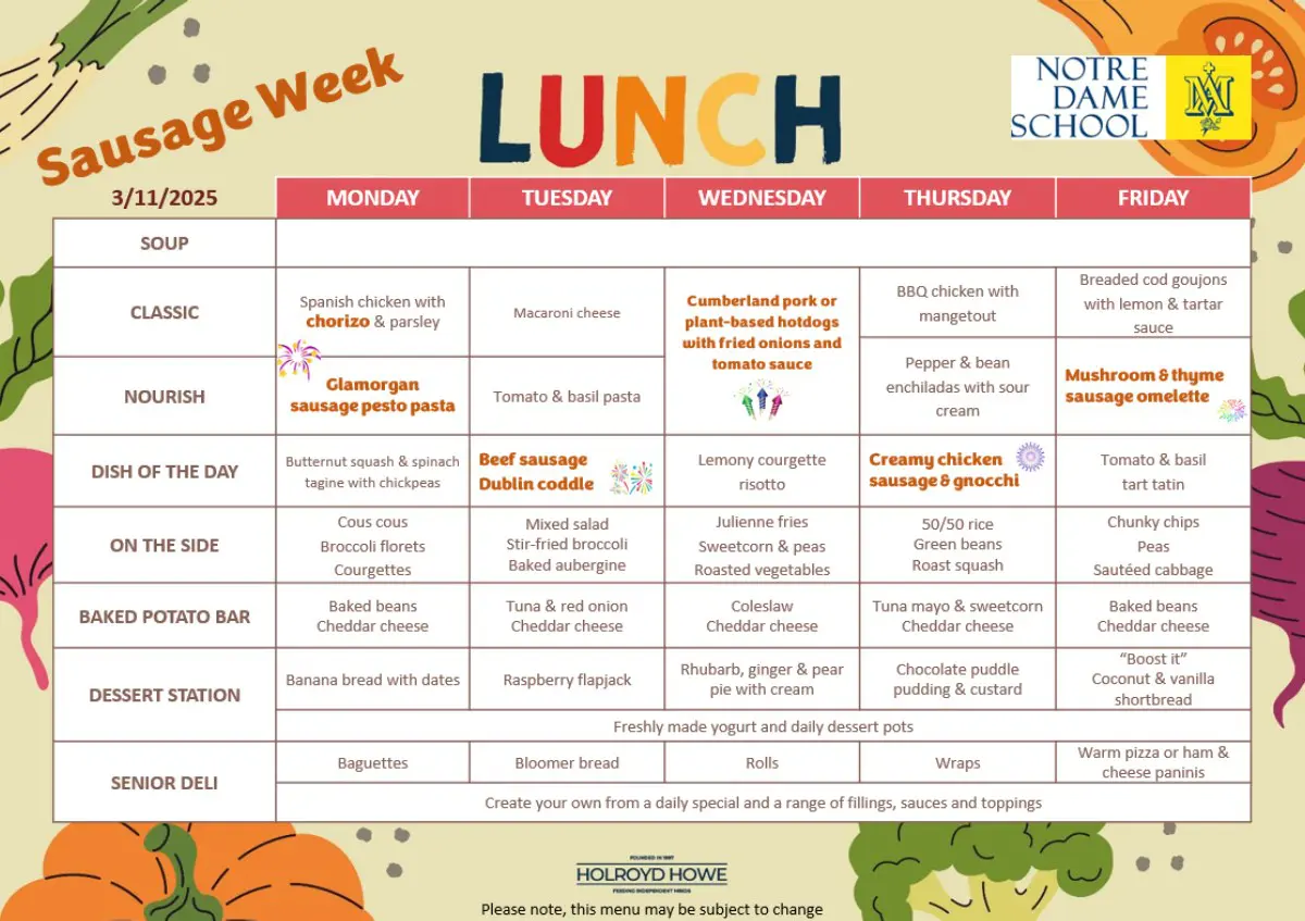 School Lunch Menu Nov 3