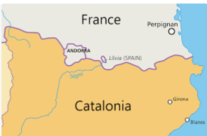 Map Showing Llivia located in Spanish Exclave