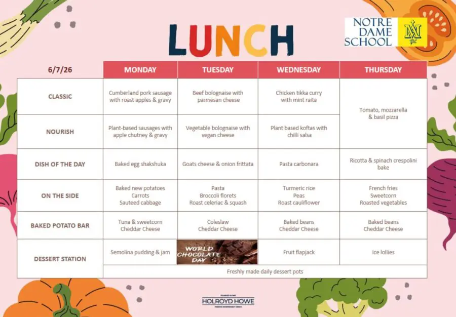 School Lunch Menu July 6th