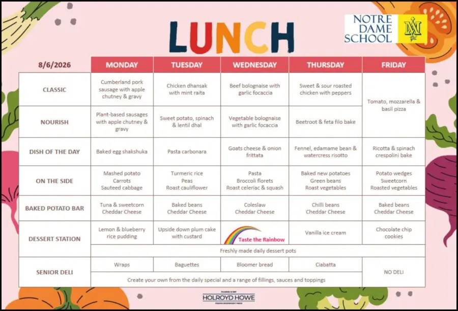 School Lunch Menu June 8th