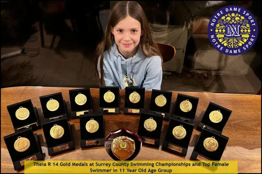Theia R 14 Gold Medals at Surrey County Swimming Championships and Top Female Swimmer in 11 Year Old Age Group
