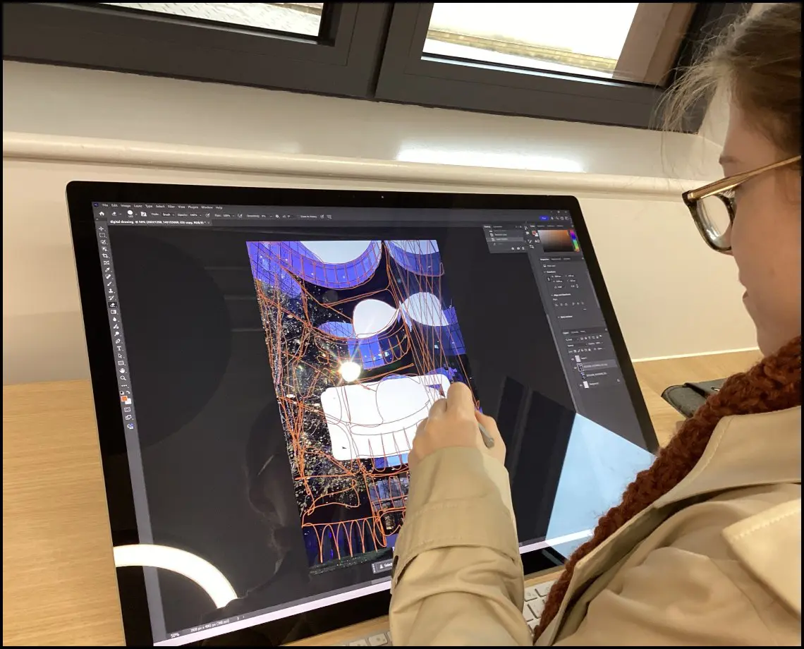 A Level Photography Students Using Digital Canvas in Innovation Space