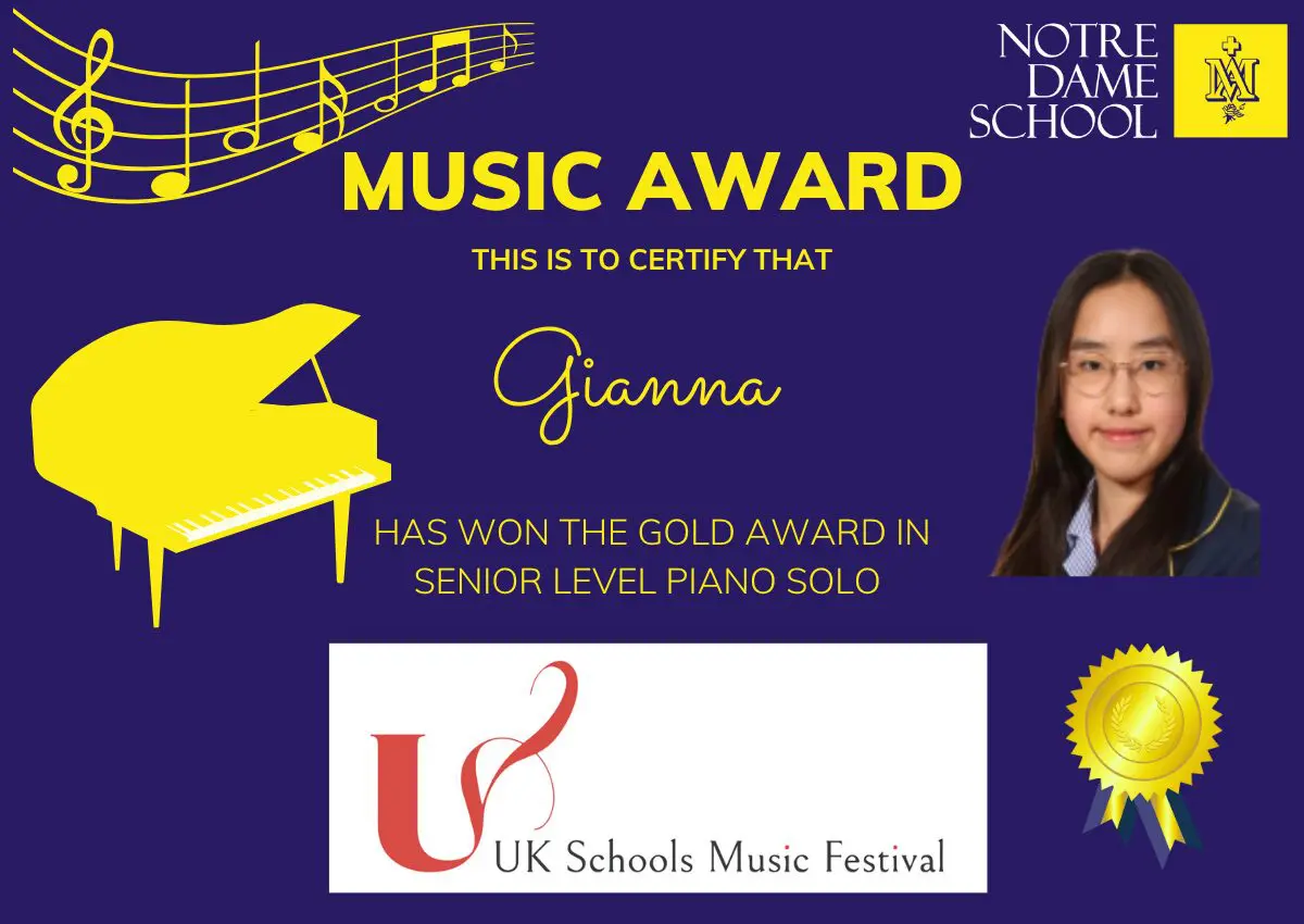 Gianna - Gold Award in Piano Solo