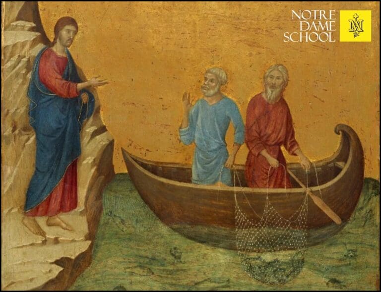 Jesus calling the first apostles. These were fishermen: Simon and Andrew, James and John