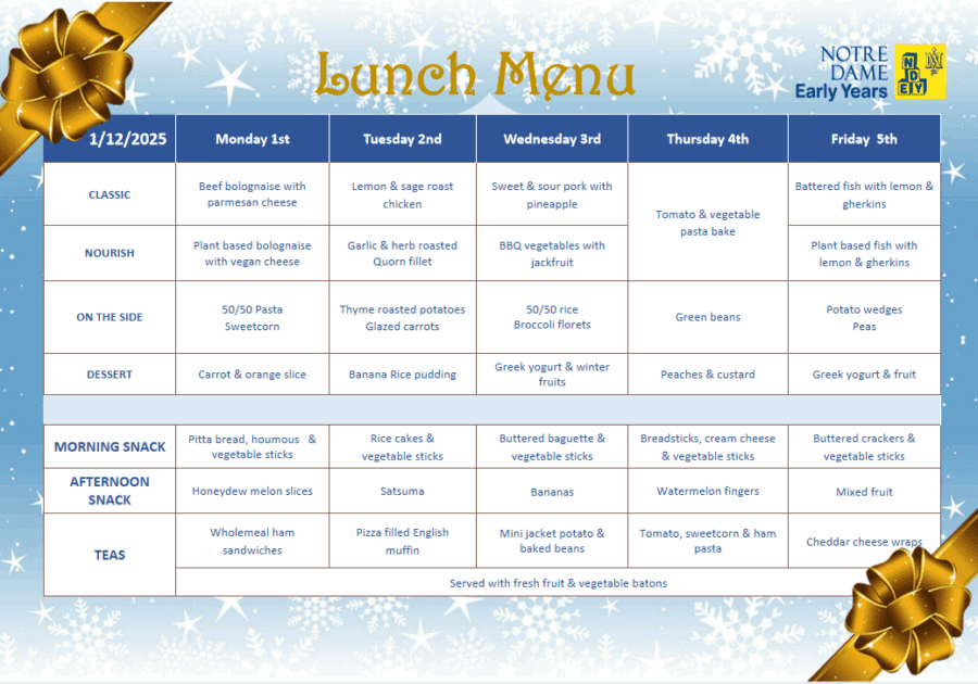 EYFS Menu Dec 1