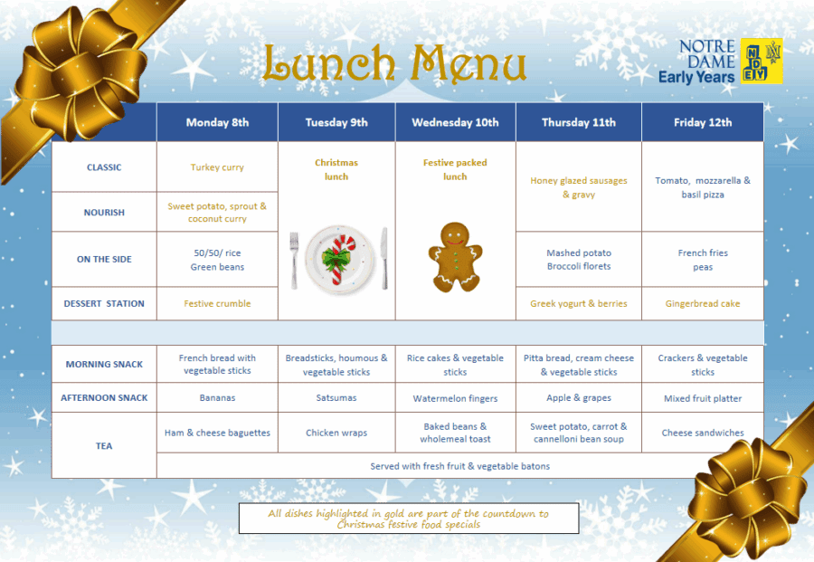 Lunch Menu Dec 8th