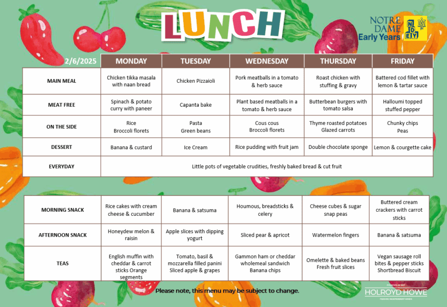NDEY Menu June 2nd
