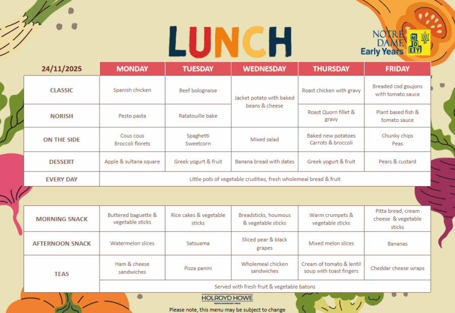 EYFS Menu Nov 24