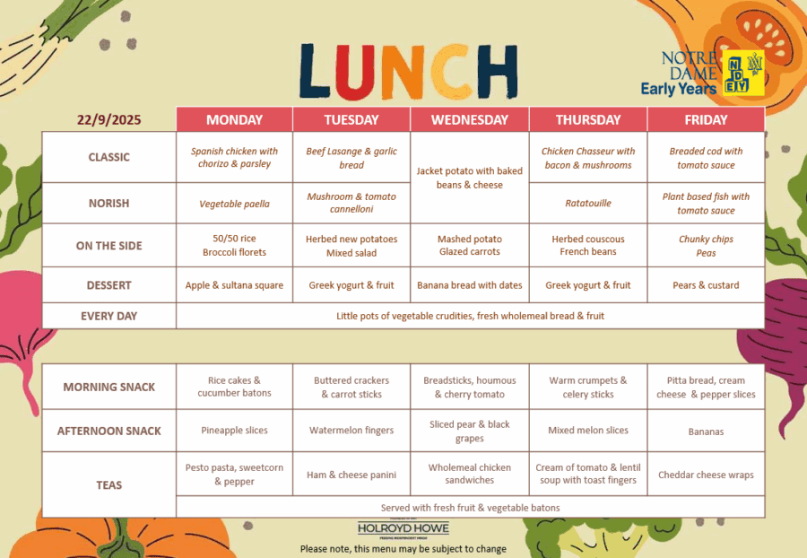 EYFS Menu Sep 22