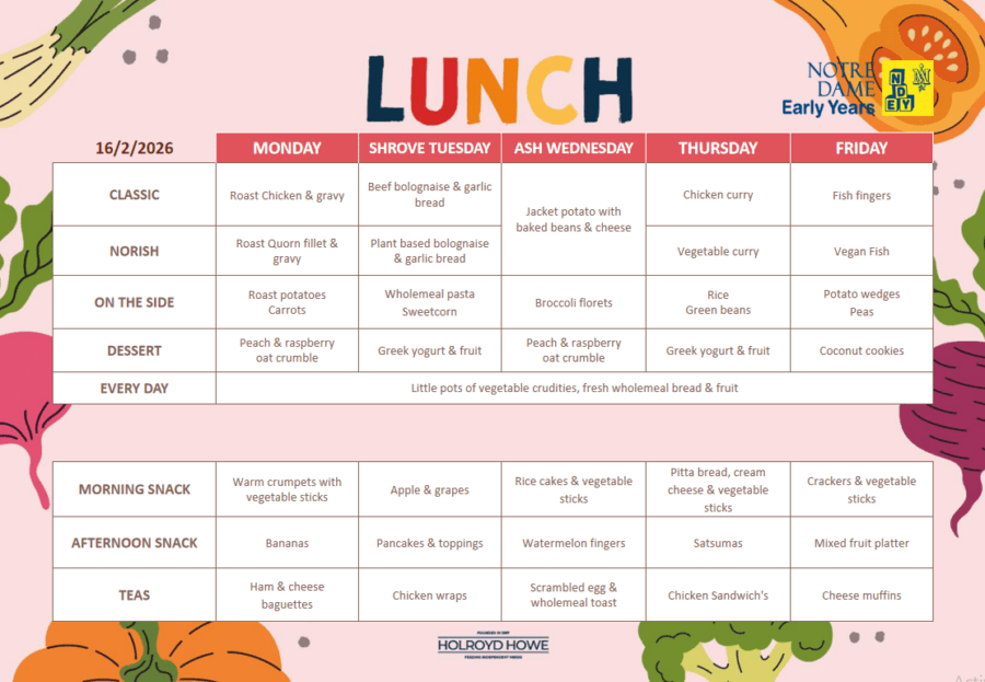 Feb 16th - Half Term Menu