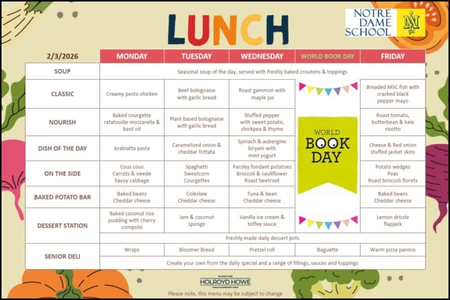 Lunch Menu March 2nd