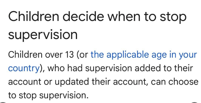 PArent Online Support - Google U13 Account
