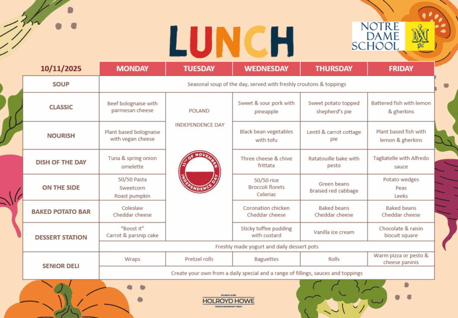 School Lunch Menu Nov 11