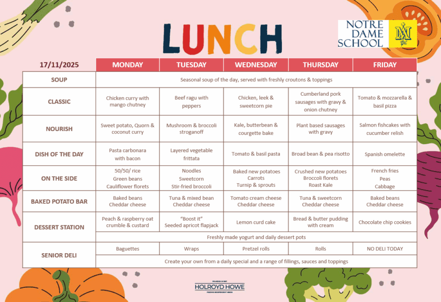 Lunch Menu Nov 17th