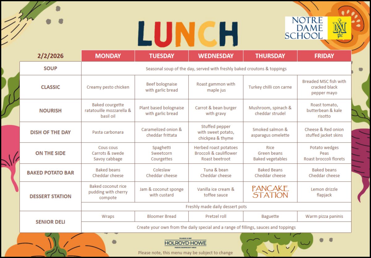 School Lunch Menu Feb 2