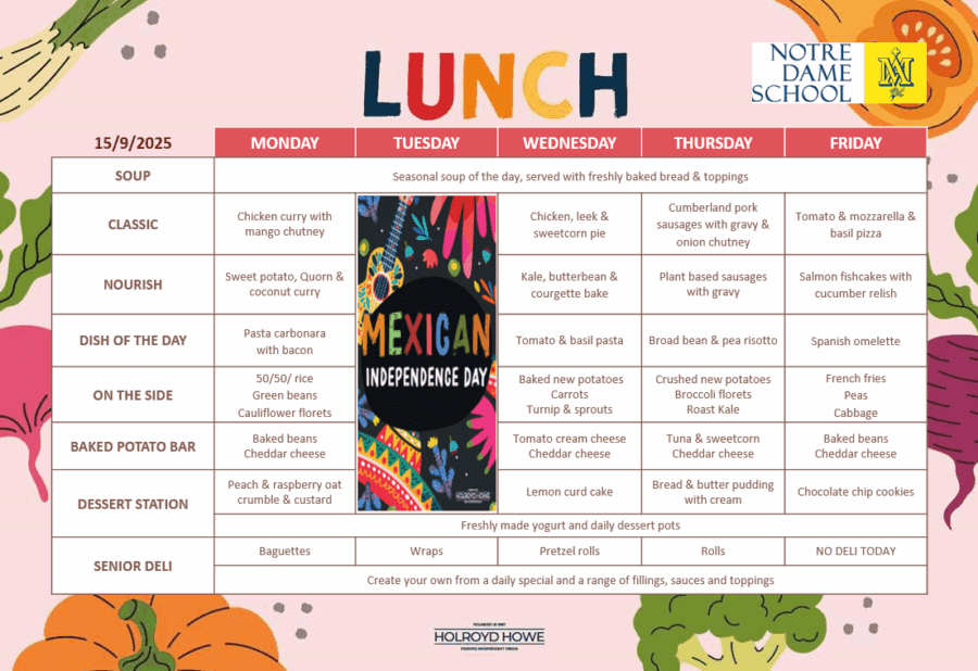 School Lunch Menu Sep 15