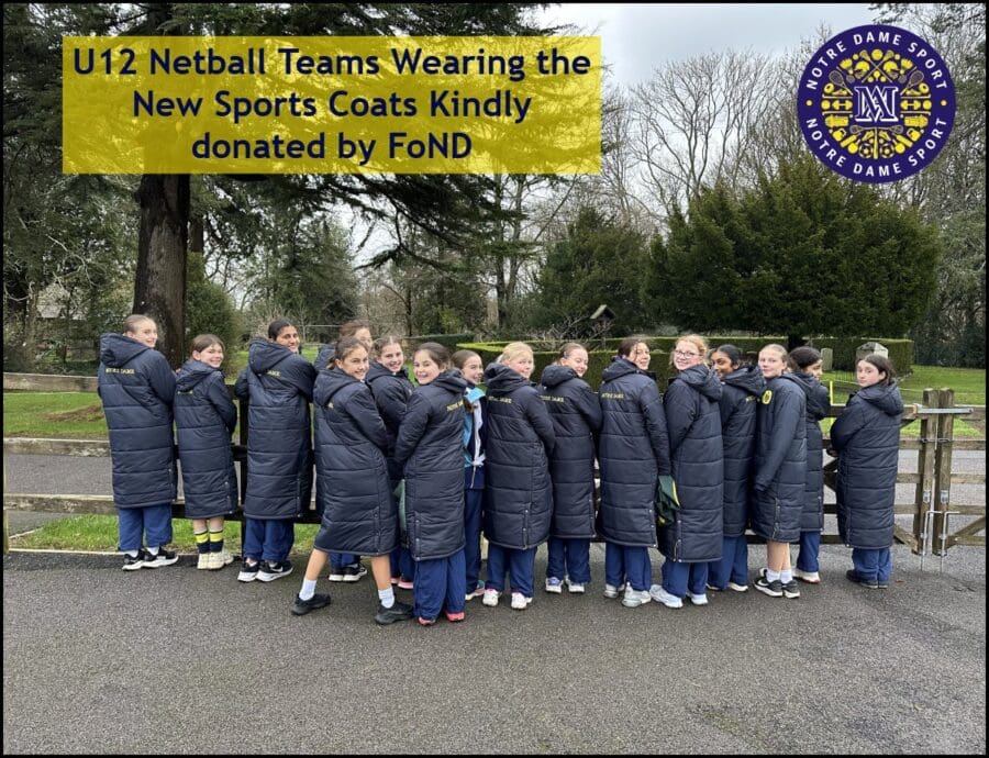 U12 Netball Teams Wearing the New Sports Coats Kindly donated by FoND