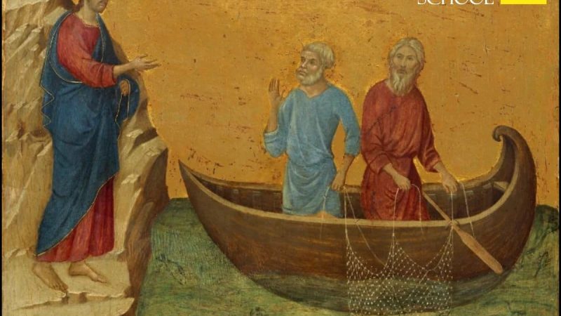 Jesus calling the first apostles. These were fishermen: Simon and Andrew, James and John