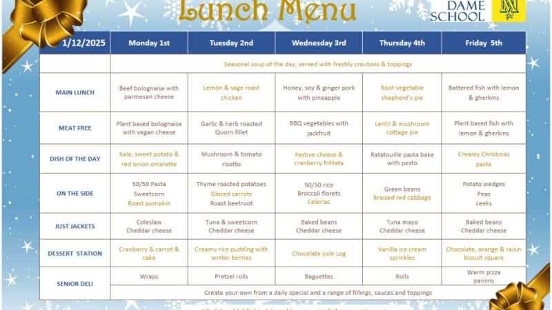 Lunch Menu Dec 1