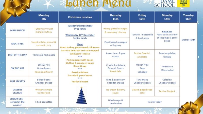 Lunch Menu Dec 8th