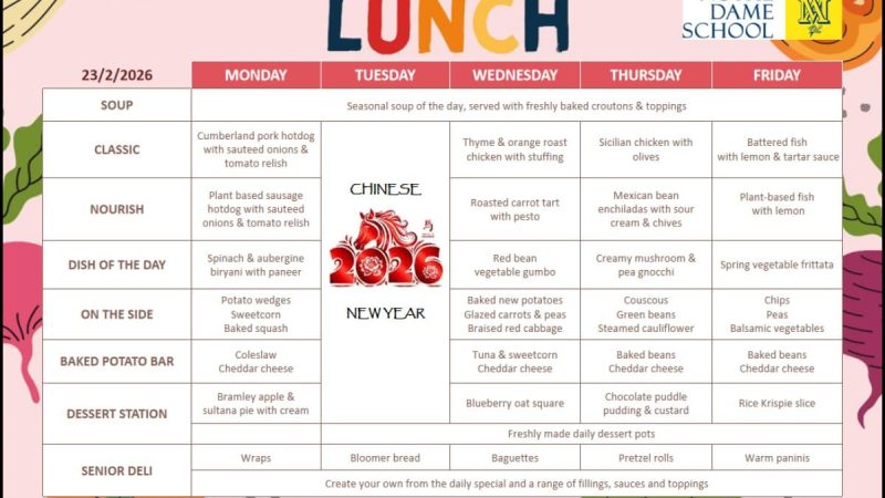 Lunch Menu Feb 23rd