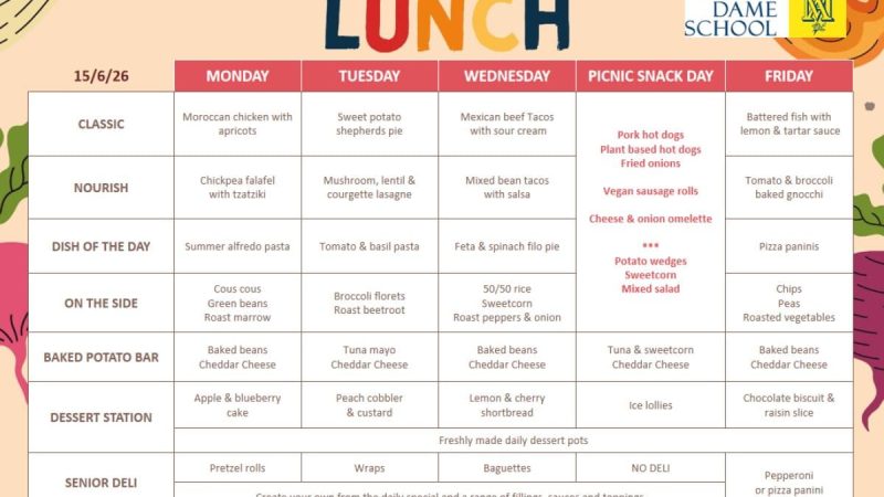 Lunch Menu June 15th