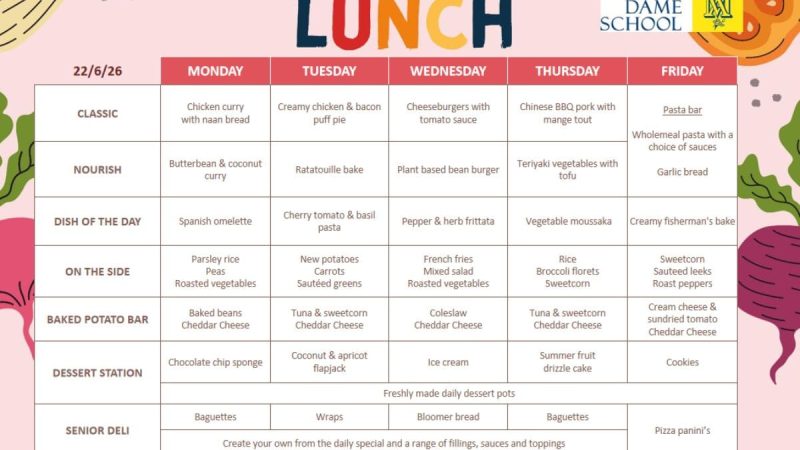 Lunch Menu June 22