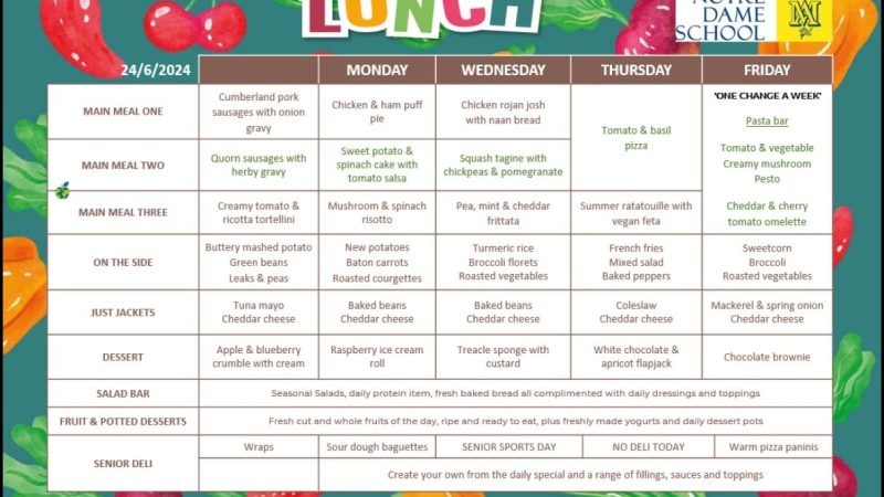 Lunch Menu June 24th
