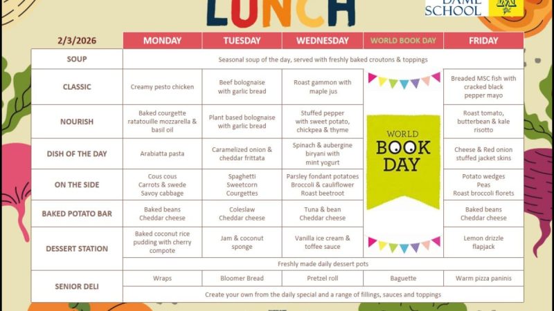 Lunch Menu March 2nd