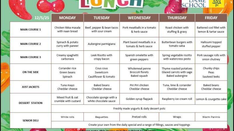 Lunch Menu May 12