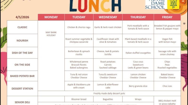 Lunch Menu May 5th