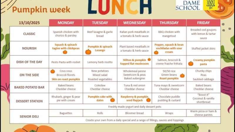 Lunch Menu Oct 13